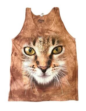 NWOT The Mountain Tie Dye Cat Face Tank Top Women's Large Brown Cotton